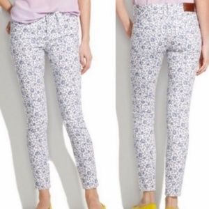 MADEWELL Ankle Skinny White/Blue Floral Jeans - 29